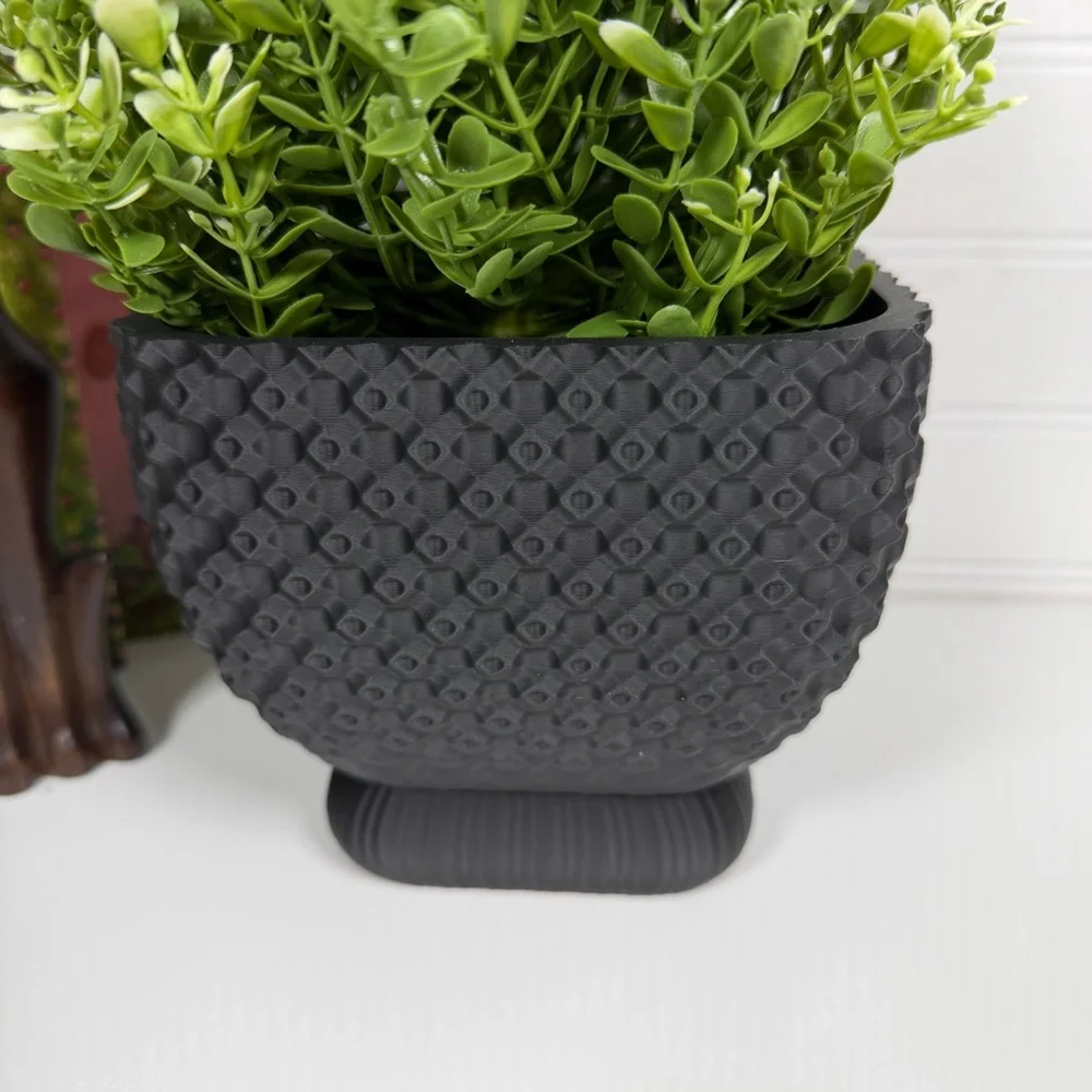 Connect Planter, Tabletop Indoor Flower Pot, Geometric Design, Textured Planter